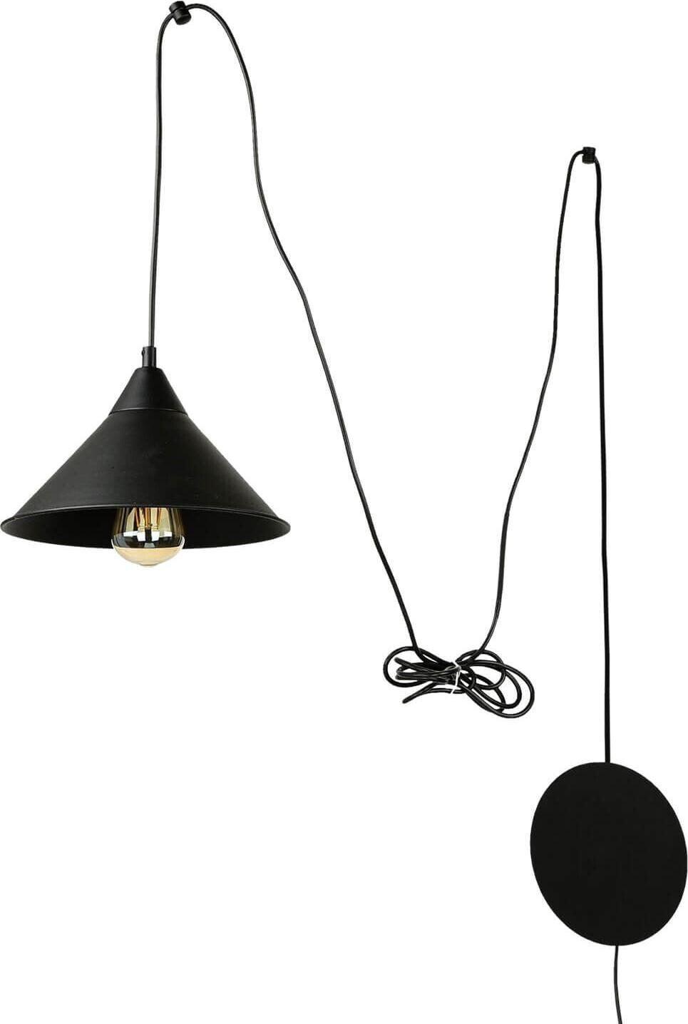 Licht-Erlebnisse Pendant lamp with plug black adjustable - black