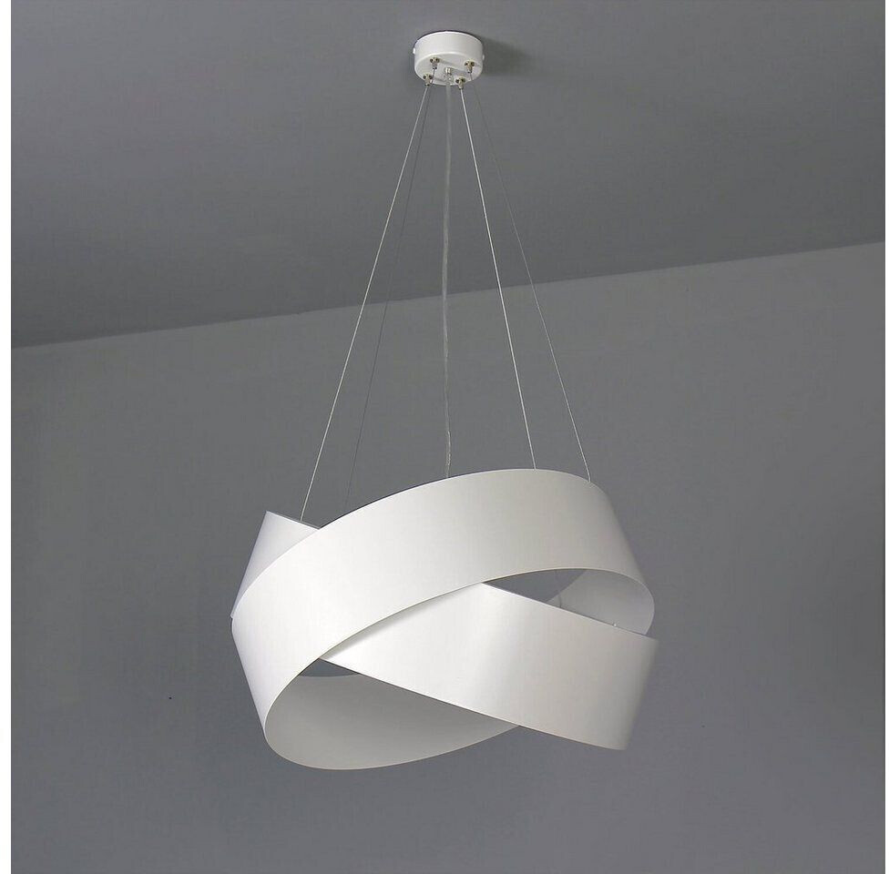 Licht-Erlebnisse Pendant lamp white modern design metal E27 hanging lamp dining table living room - White, chrome