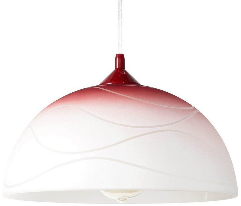 Licht-Erlebnisse Red hanging lamp retro design glass shade Ø30cm - red, white