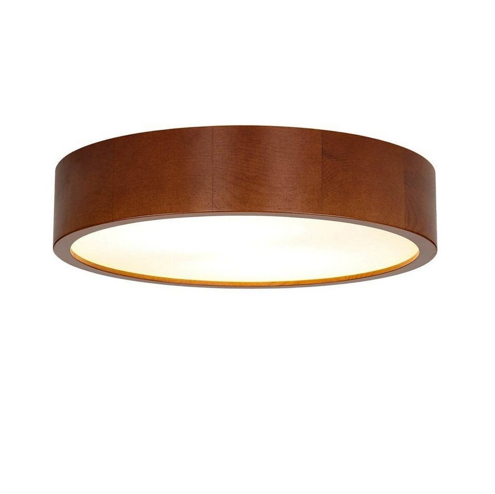 Licht-Erlebnisse Round ceiling lamp wood glass Ø37cm low-glare homely living room - rustic wood