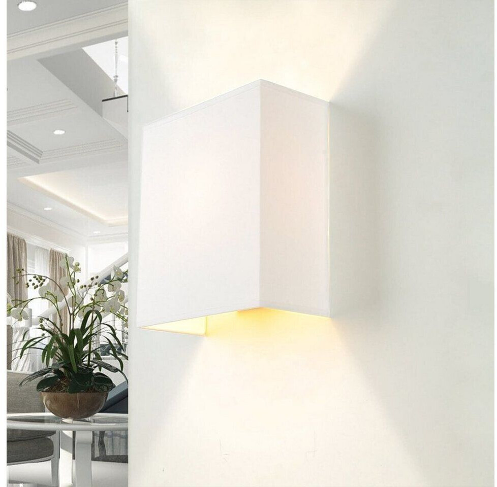 Licht-Erlebnisse Fabric wall lamp white square loft modern E27 alice - white