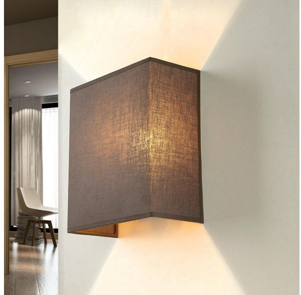 Licht-Erlebnisse Fabric wall lamp alice taupe fabric shade E27 low-glare - taupe