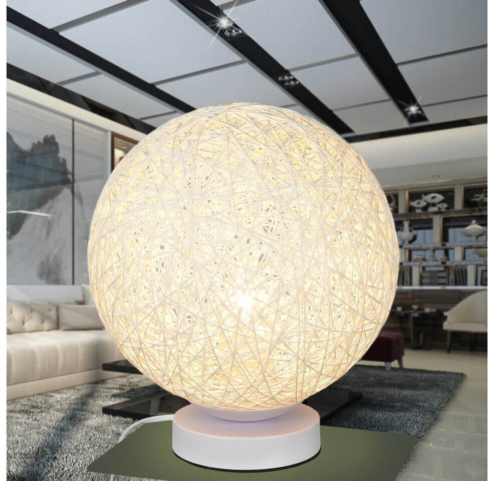 Licht-Erlebnisse Table lamp round ball shade white metal mesh - white