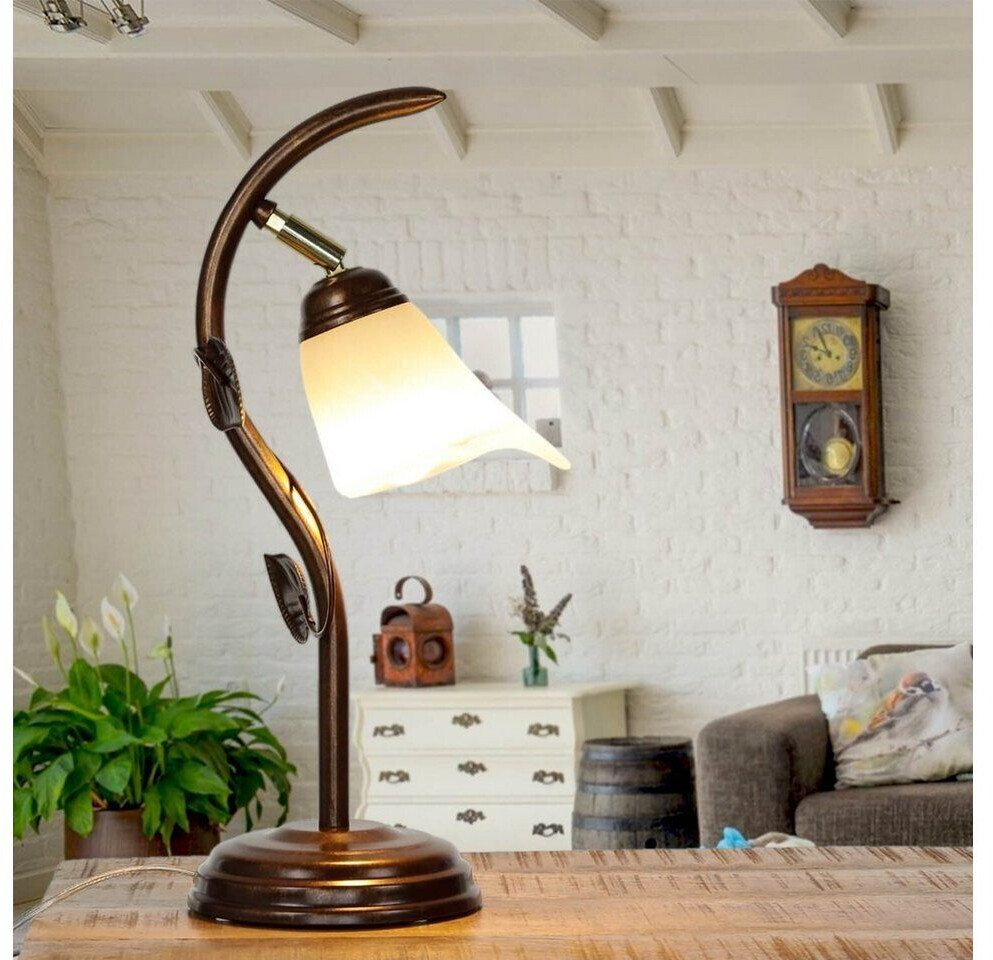 Licht-Erlebnisse Table lamp country house 40 cm homely floral - shabby brown antique, white
