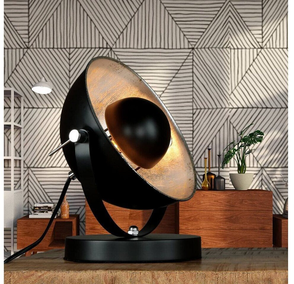 Licht-Erlebnisse Table lamp black silver made of metal retro adjustable living room table lamp - black, silver