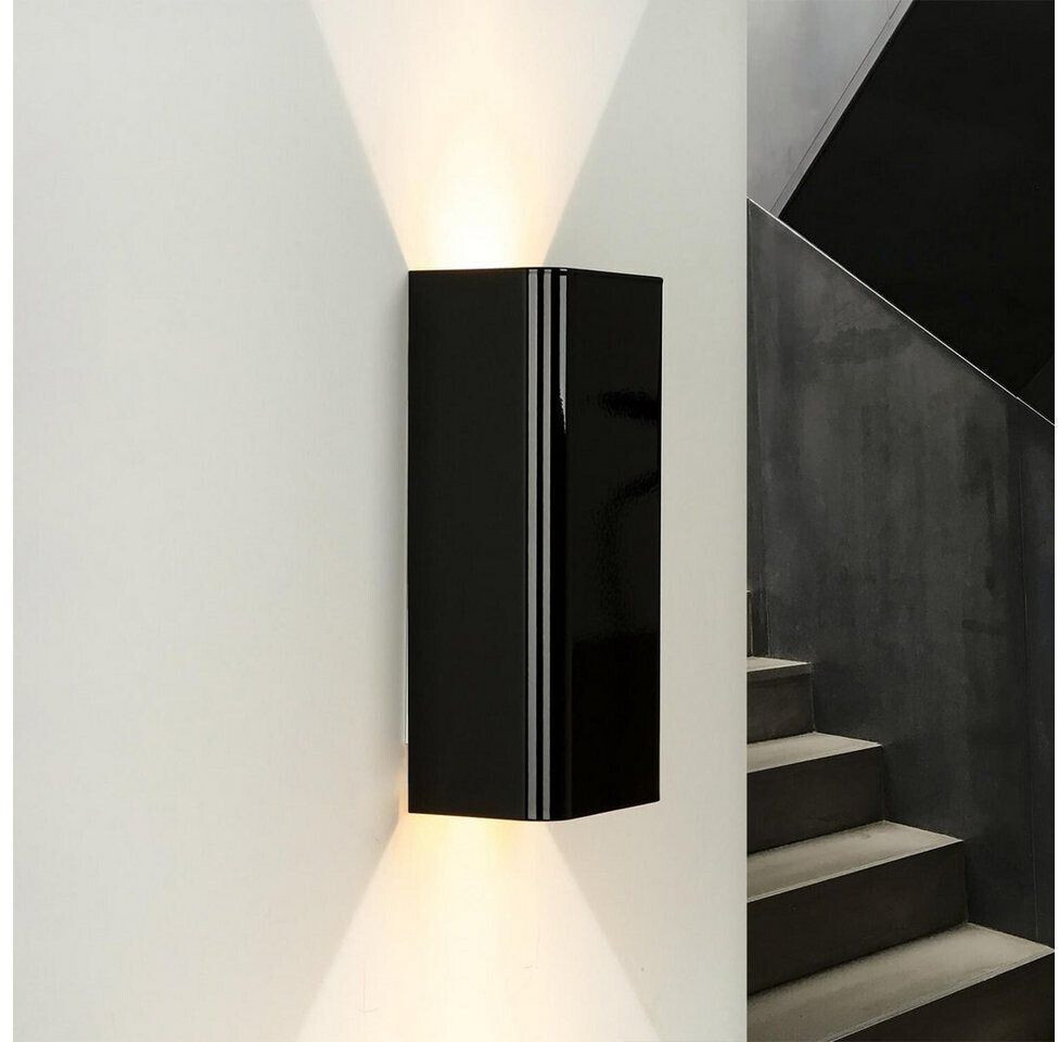 Licht-Erlebnisse Up down wall lamp black GU10 metal hallway staircase - black High gloss