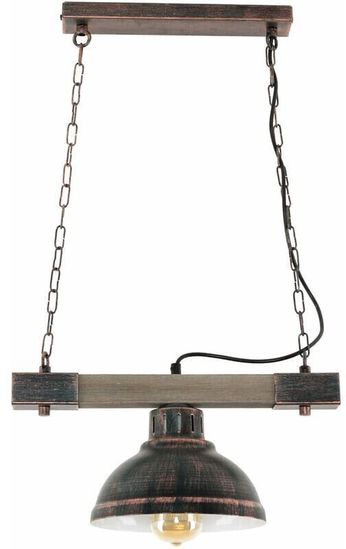 Licht-Erlebnisse Vintage lamp hanging hakon in copper antique pendulum E27 - copper antique, wood