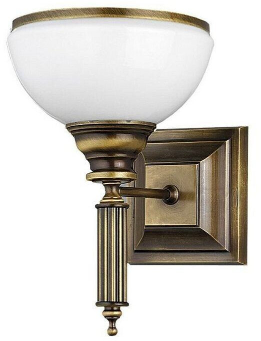 Licht-Erlebnisse Wall lamp in antique brass glass shade Art Nouveau hallway kitchen - antique brass, white