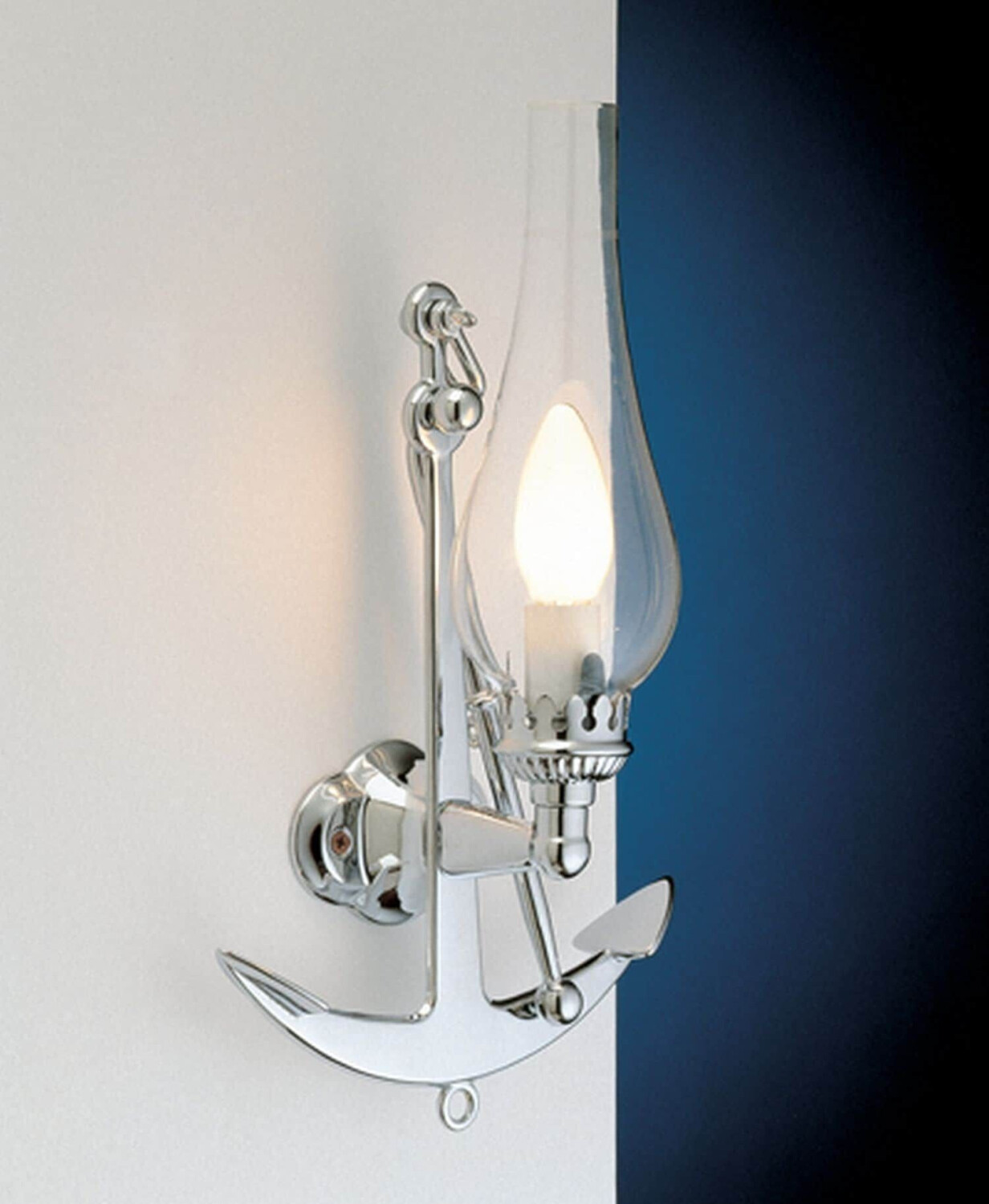 Licht-Erlebnisse Wall lamp maritime E14 glass real brass decorative wall light inside bathroom hallway living room