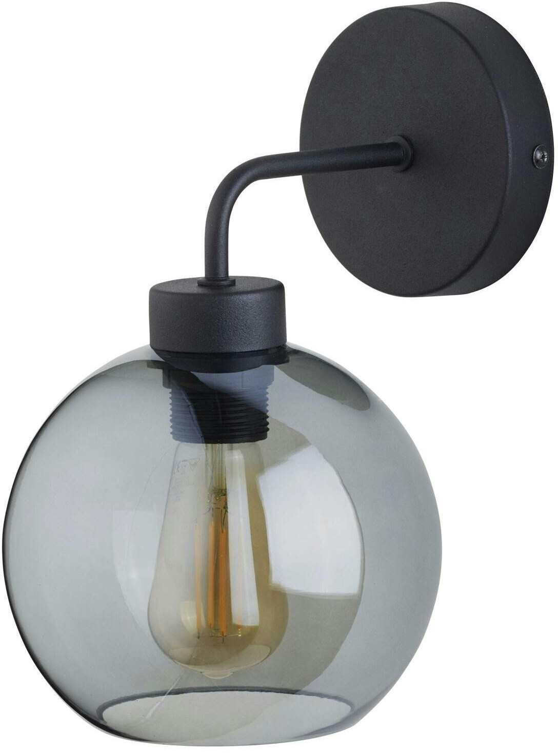 Licht-Erlebnisse Wall lamp metal glass modern kalete - black, graphite
