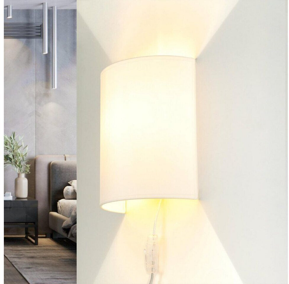 Licht-Erlebnisse Wall lamp with cable switch fabric white alice - white