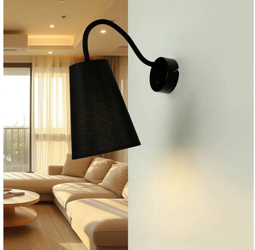 Licht-Erlebnisse Wall lamp with switch flexible arm black E27 reading lamp bed sofa - black, white