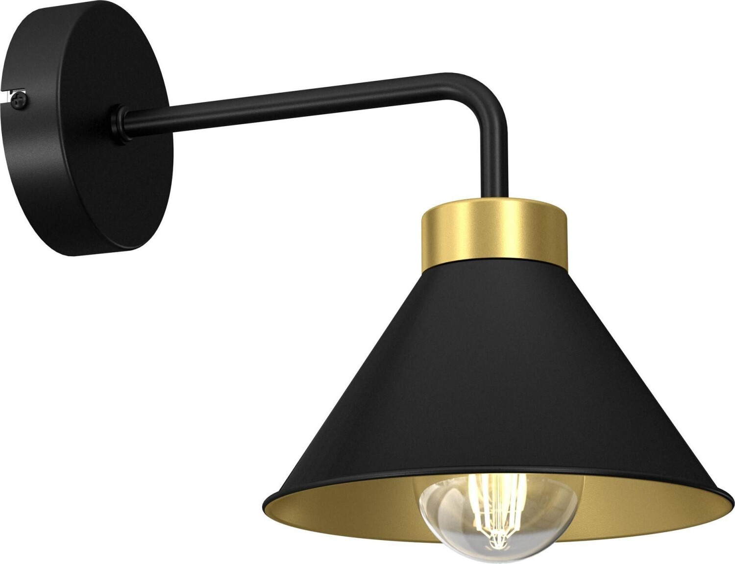 Licht-Erlebnisse Wall lamp black gold E27 metal t: 25 cm - black, gold