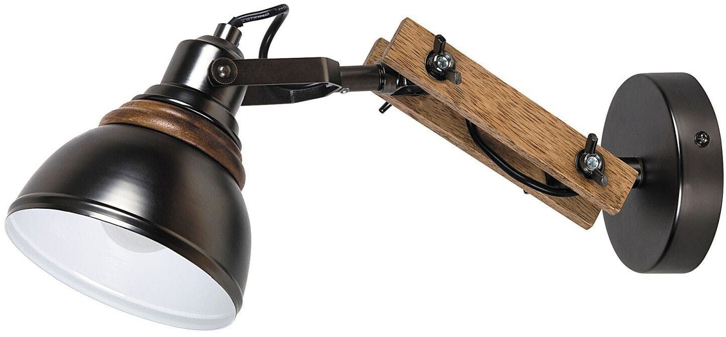 Licht-Erlebnisse Wall lamp adjustable E14 metal wood industrial for reading wall lamp - beech, anthracite