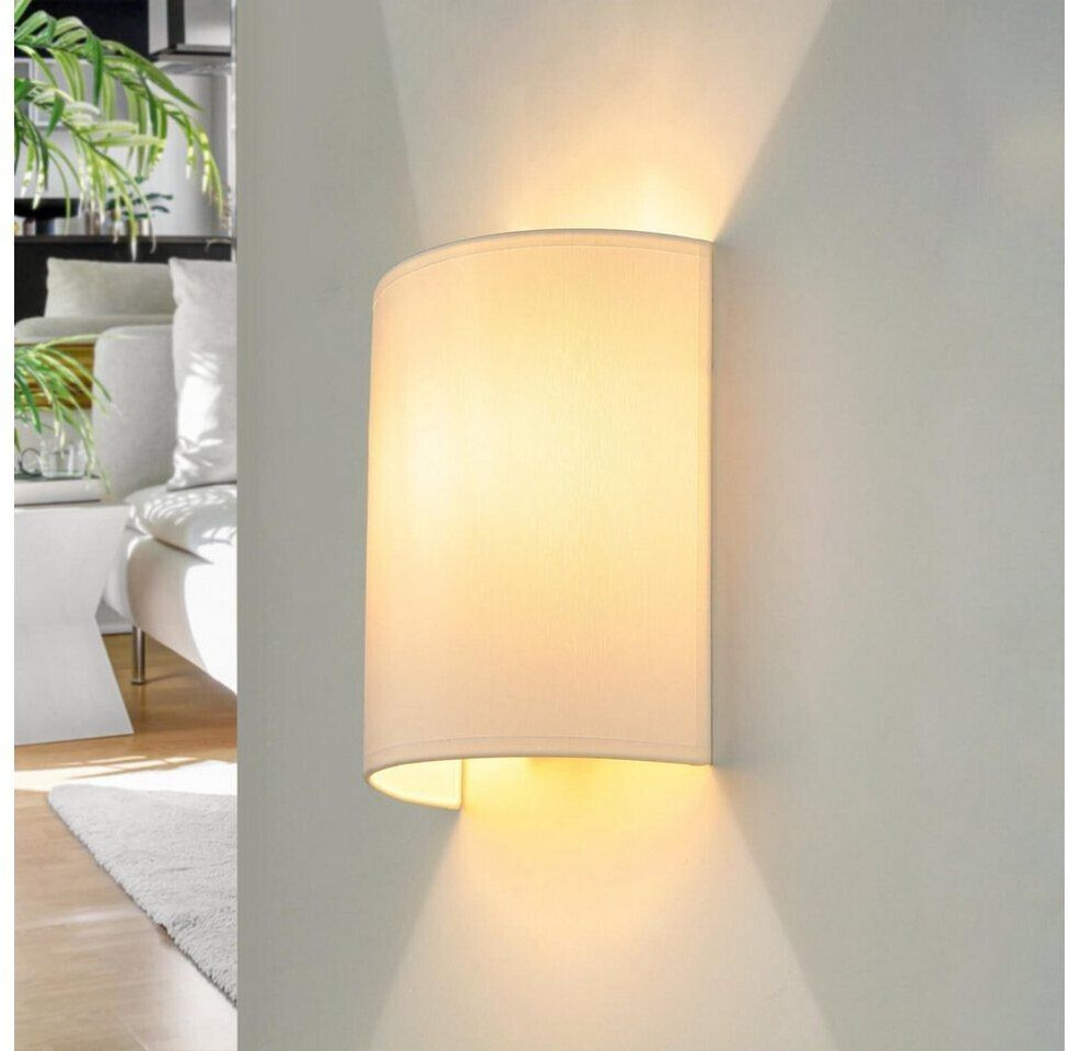 Licht-Erlebnisse Wall lamp ALICE in white fabric shade modern E27