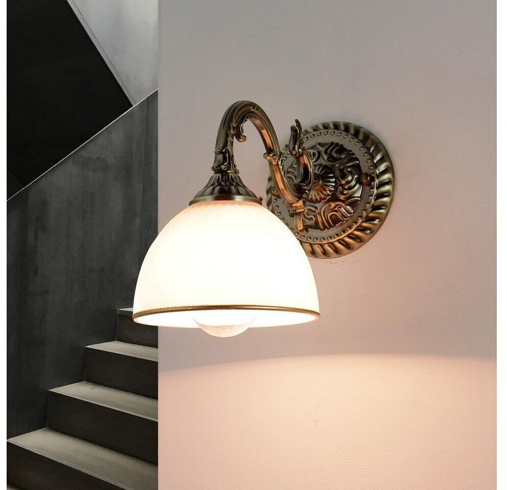 Licht-Erlebnisse Wall light Art Nouveau in brass metal glass elegant - brass, white