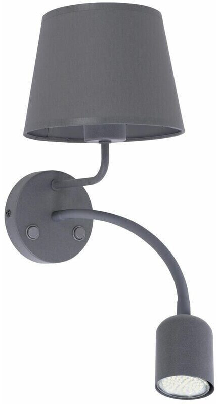 Licht-Erlebnisse Wall lamp with reading arm gray 2 switches bedroom wall lamp - gray