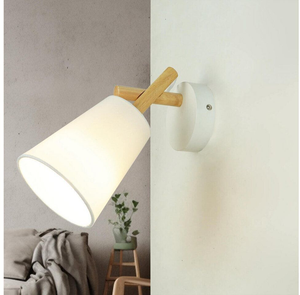 Licht-Erlebnisse Wall light Vaio in white wood E27 - wood, white - light experiences