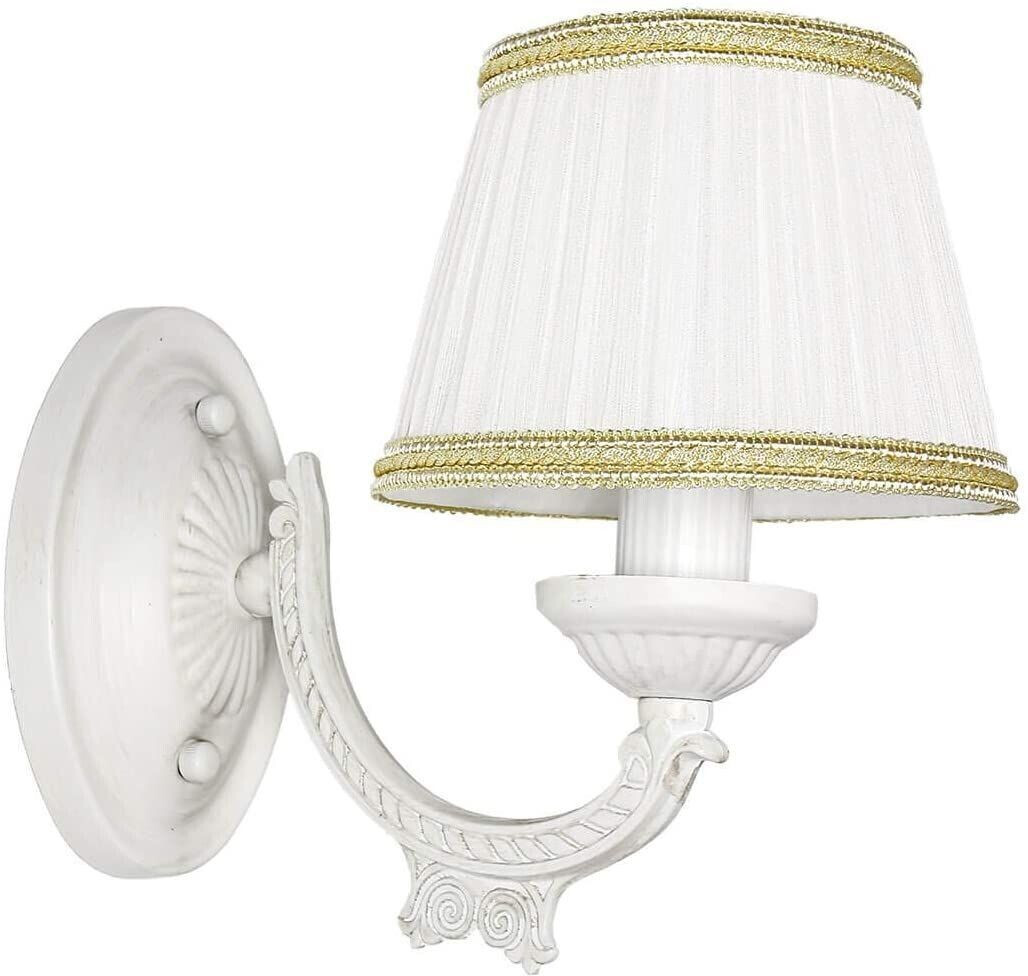 Licht-Erlebnisse Wall light Vintage country house fabric E14 low-glare Sofia - shabby white