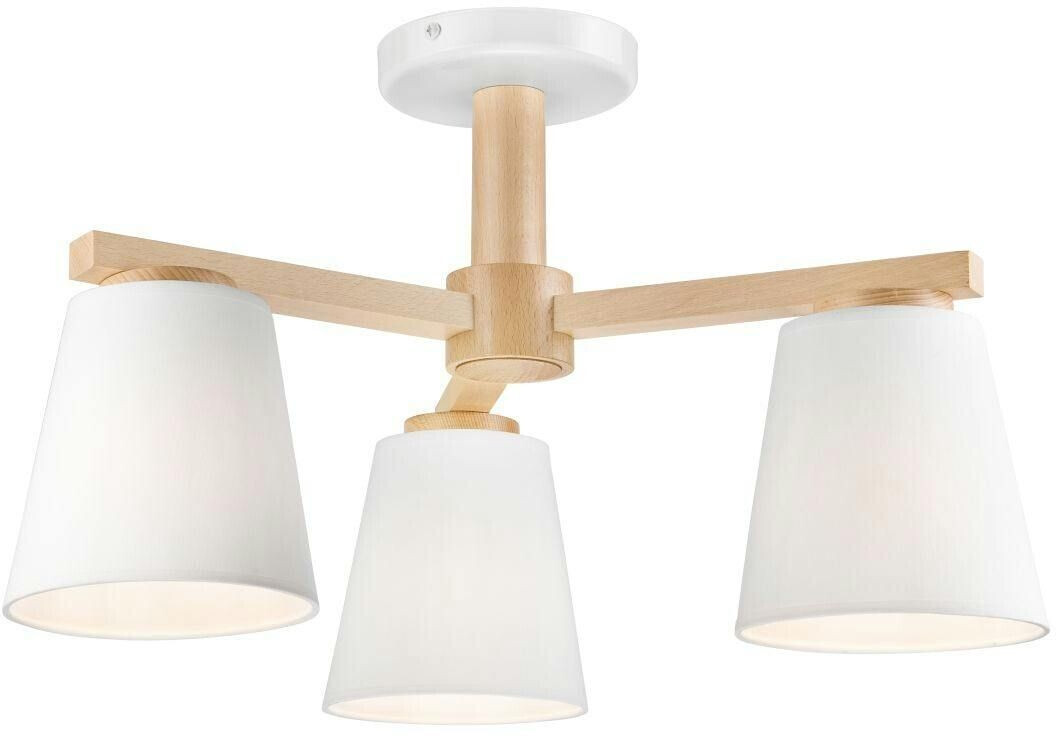 Licht-Erlebnisse Cozy ceiling lamp fabric wood Scandinavian E27 living room dining room - wood, white