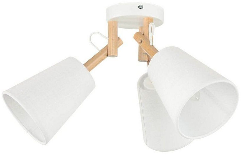 Licht-Erlebnisse Cozy ceiling light white cream fabric wood 3-flame hallway living room lamp - wood, white
