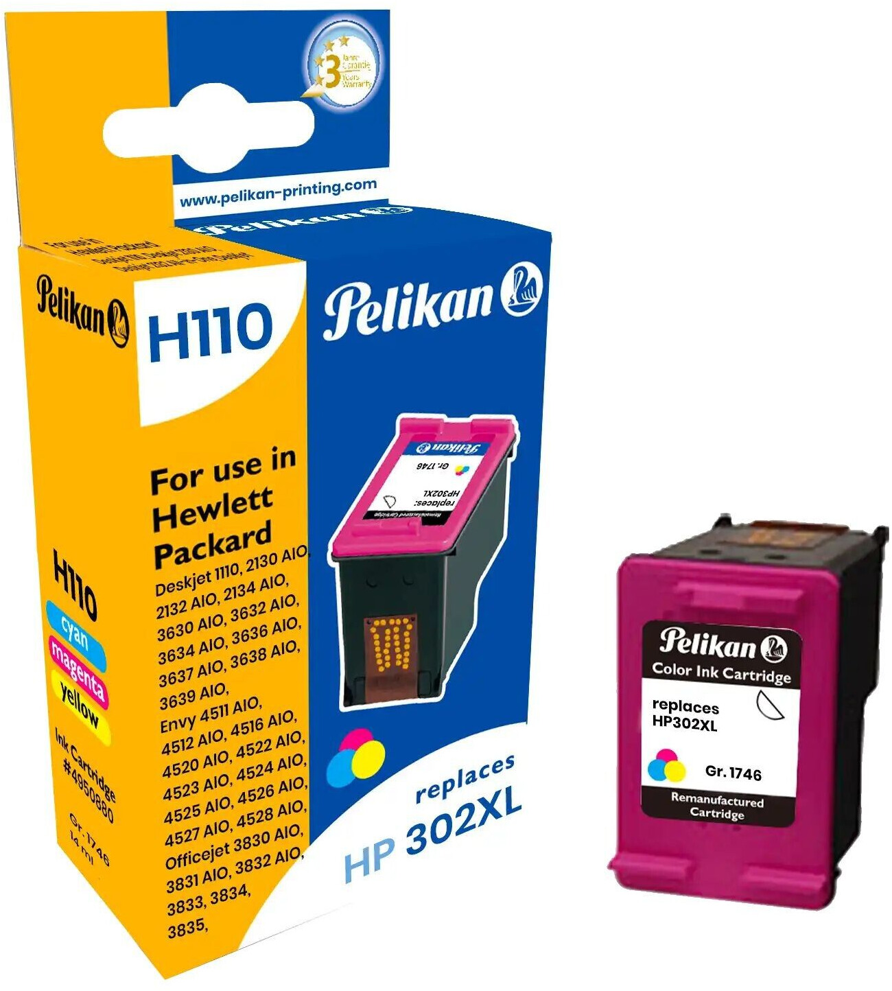 Pelikan Ink for HP 302XL Color