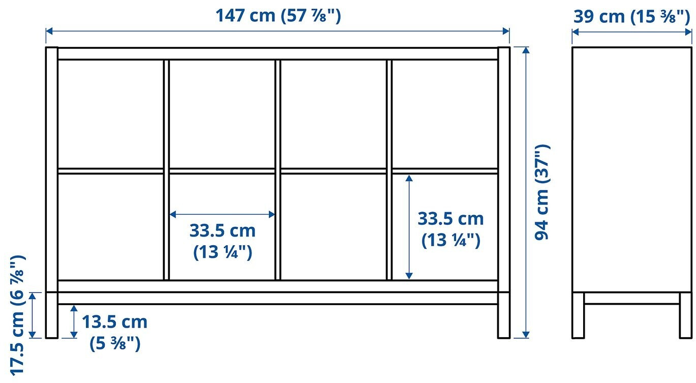 Ikea KALLAX Regal mit Untergestell Eicheneffekt wlas/schwarz 147x39x94 cm ab 79,99 € (Oktober 2026)