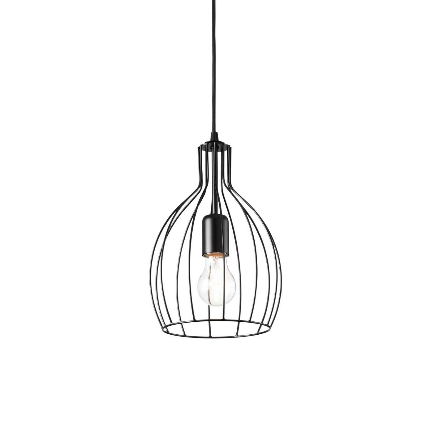 IDEAL LUX AMPOLLA pendant lamp E27 ⌀205mm dimmable Black 148151