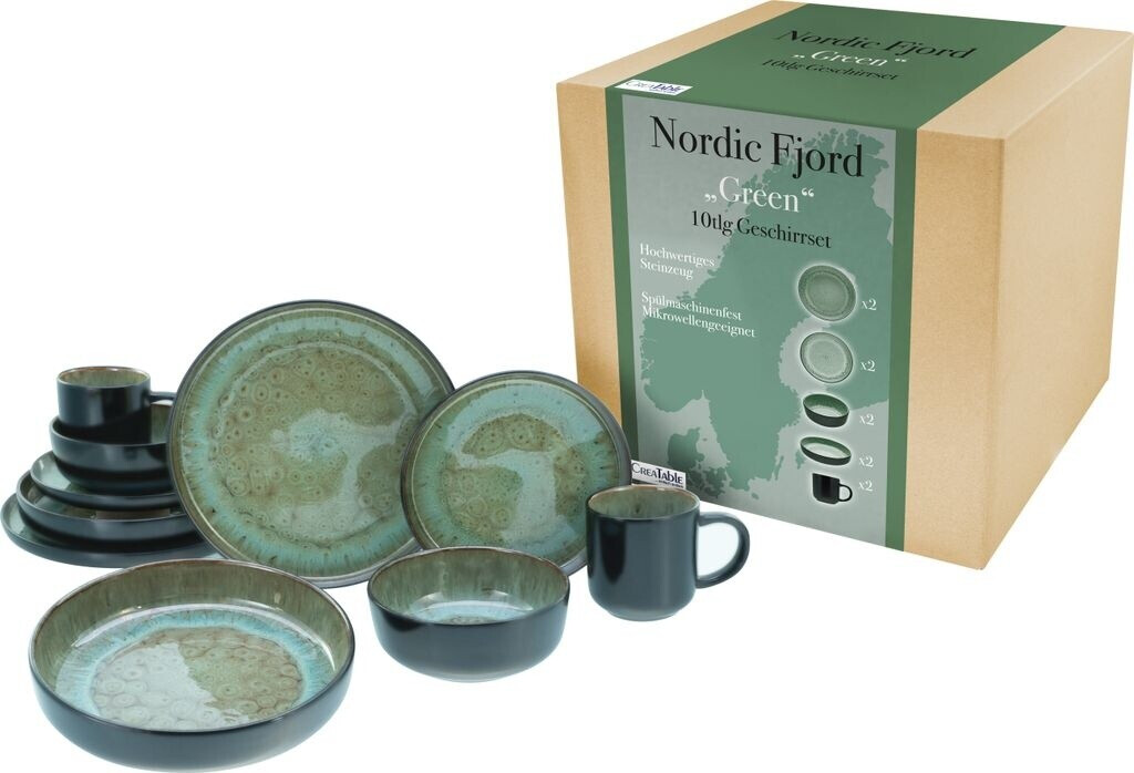CreaTable, 21553, Serie Nordic Fjord, 6-teiliges Geschirrset für 6 Personen, Müslischalen Set aus Steinzeug, spülmaschinen- und mikrowellengeeignet, Qualitätsproduktion