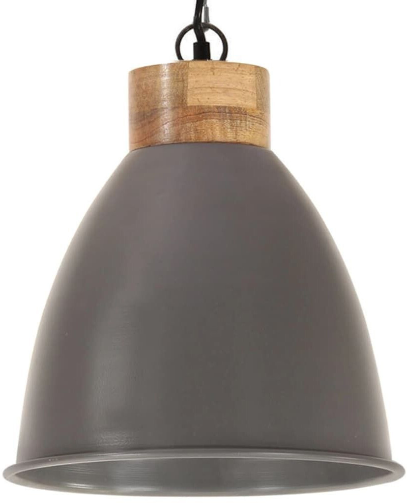 vidaXL Hanging lamp industrial style gray iron & solid wood 35 cm E27