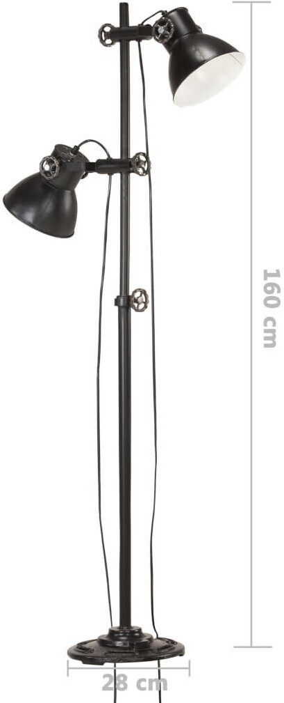 vidaXL Floor lamp 2-bulb black E27 cast iron 218688