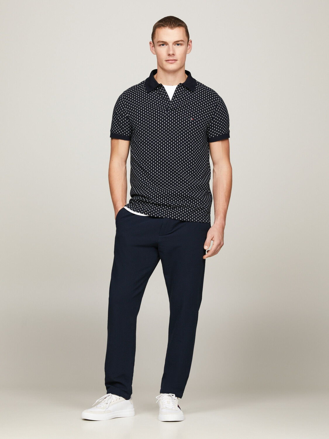 Tommy Hilfiger Micro Print Slim Fit Polo (MW0MW34781) desert sky 