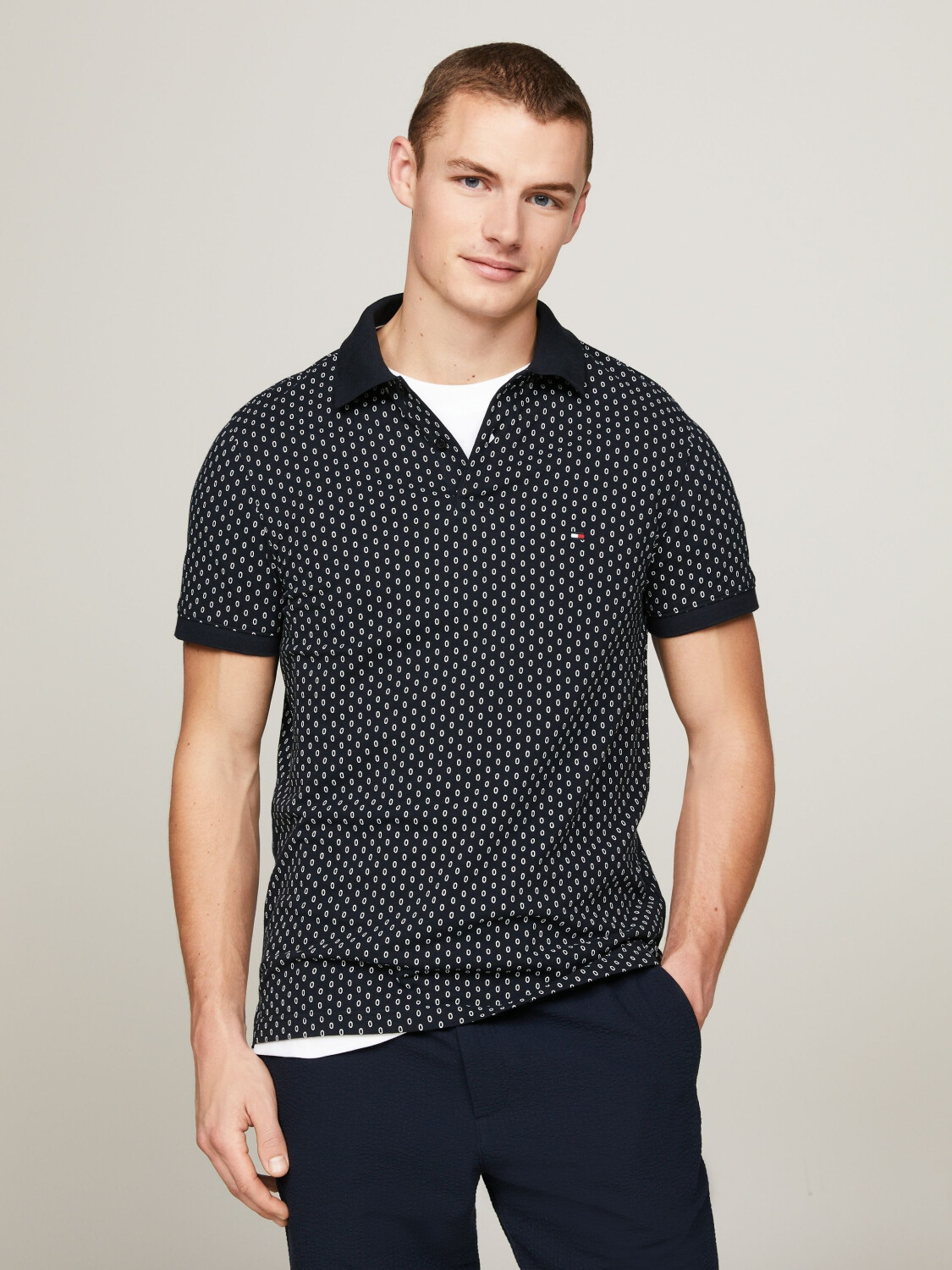 Tommy Hilfiger Micro Print Slim Fit Polo (MW0MW34781) desert sky 