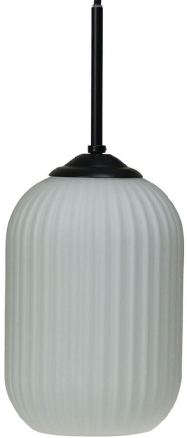 Dyberg Larsen Riflet pendant light - opal - black - height 33 cm - Ø 20 cm