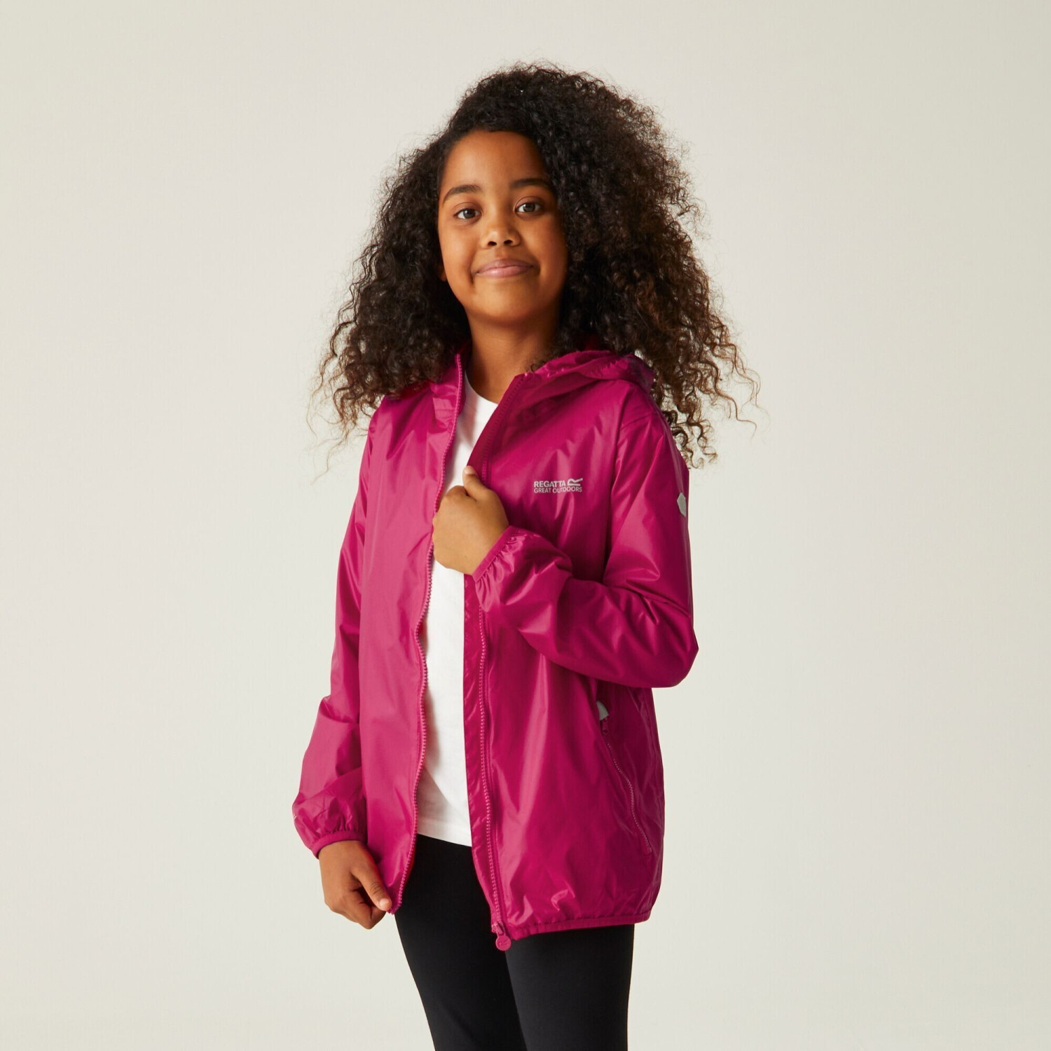 Regatta Lever II Leichte Wasserdichte Walkingjacke mit Kapuze fur Kinder RKW164 pink potion ab 19 95 Preisvergleich bei idealo