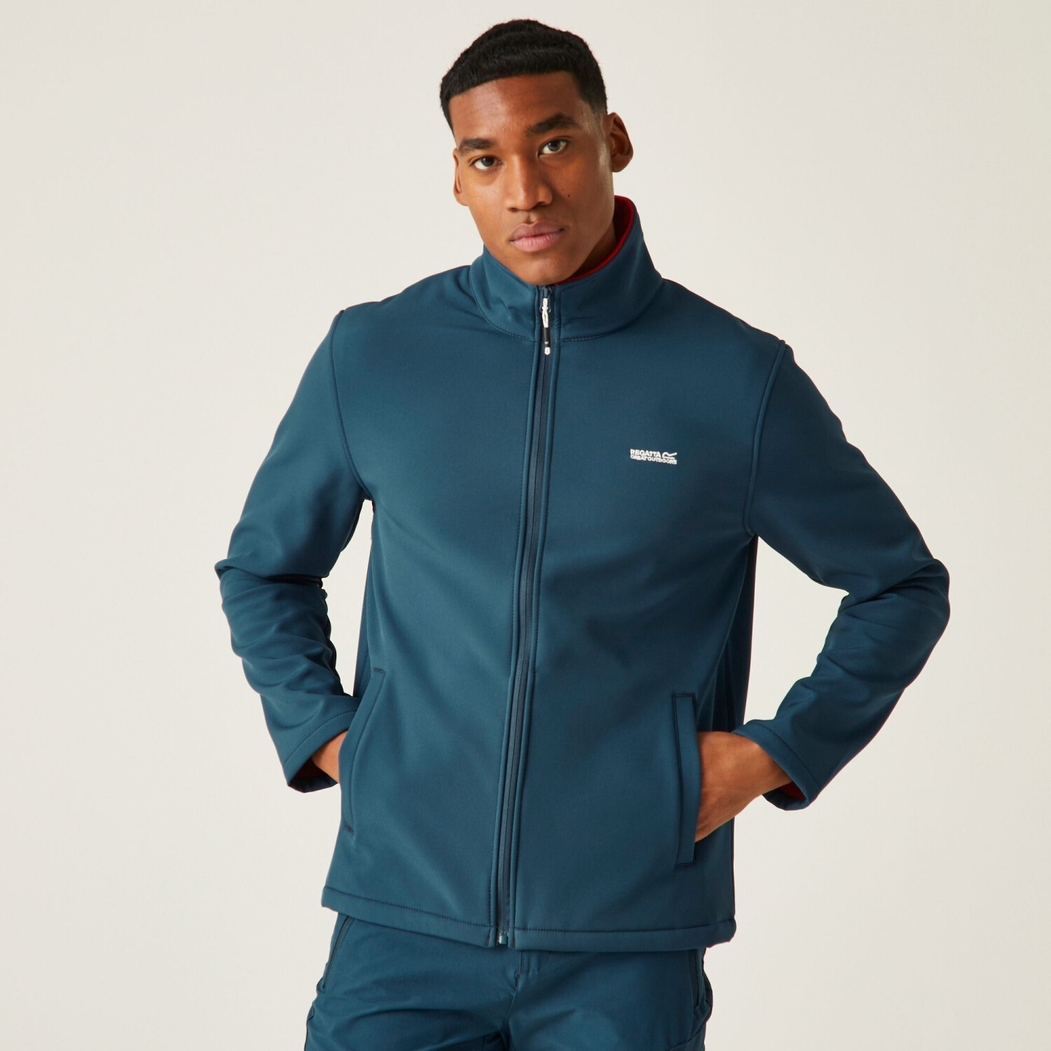 Regatta Men's Cera V Softshell Jacket (RML210) mooonlight denim danger red