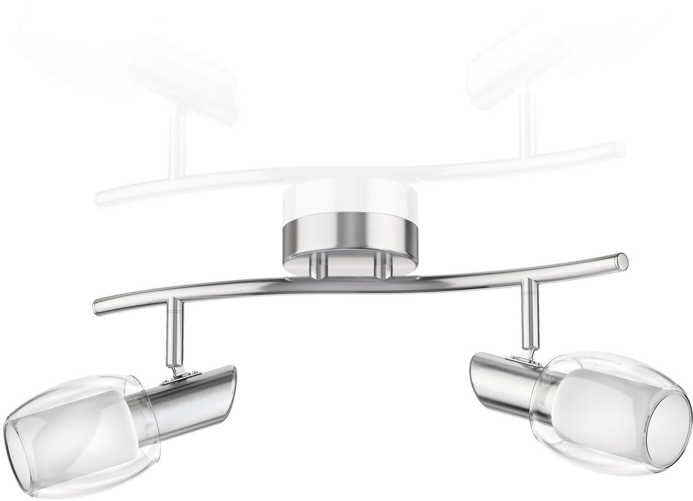 ledscom.de Ceiling light ELERA, 2-bulb, matt stainless steel, 2x E14 max. 25W