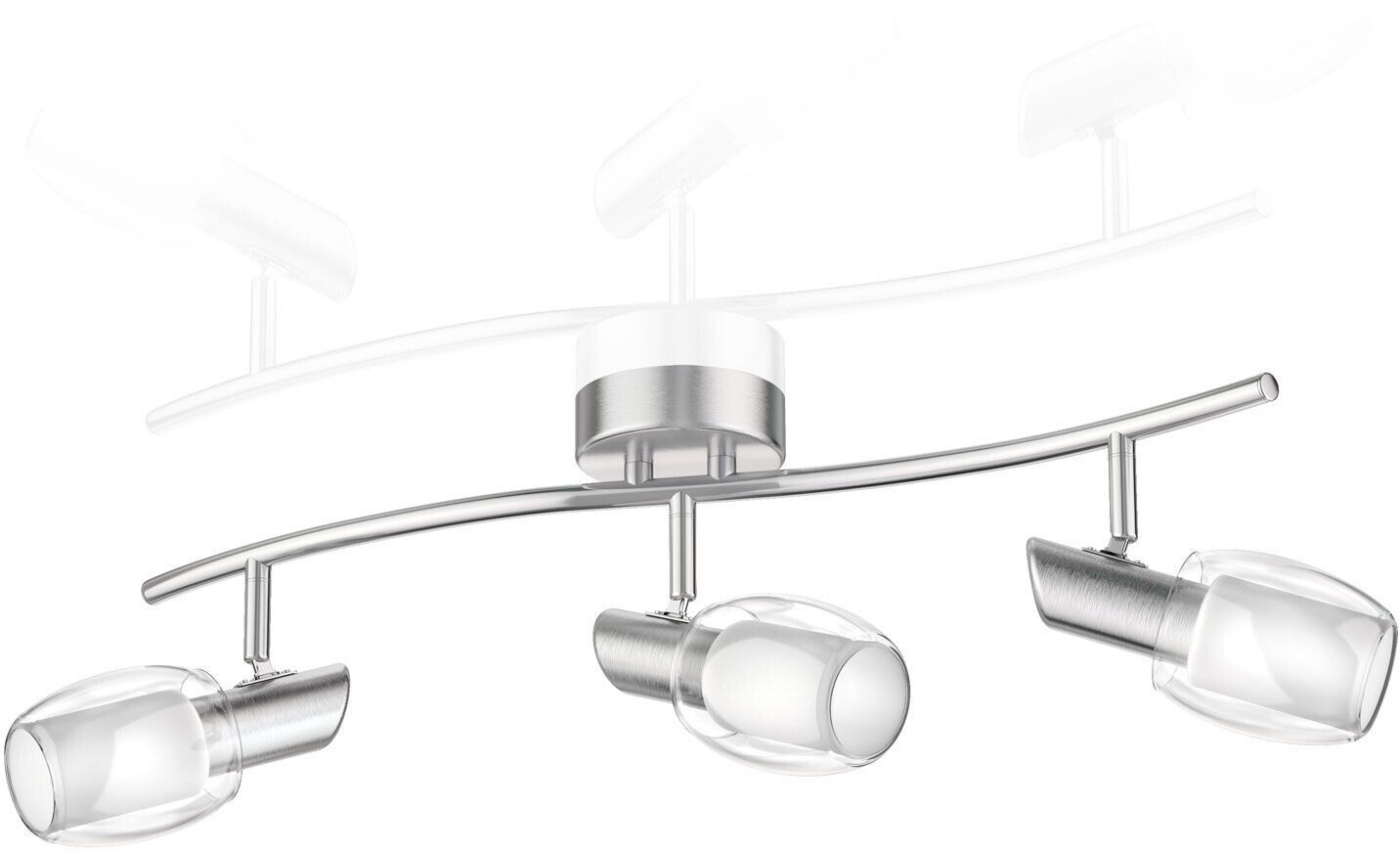ledscom.de Ceiling light ELERA, 3-bulb, matt stainless steel, 3x E14 max. 25W