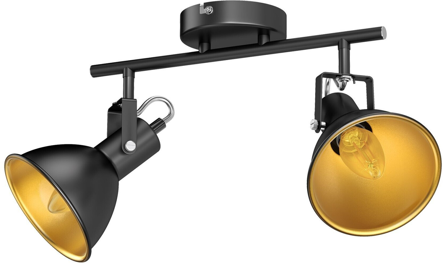 ledscom.de Ceiling light RISI, E14, two-bulb, black-gold, metal, including LED candles matt 458lm extra warm white each