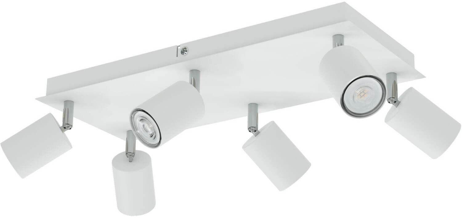 ledscom.de Ceiling spotlight WAIKA, six-bulb, white, matt, incl. GU10 LED lamps each 510lm warm white