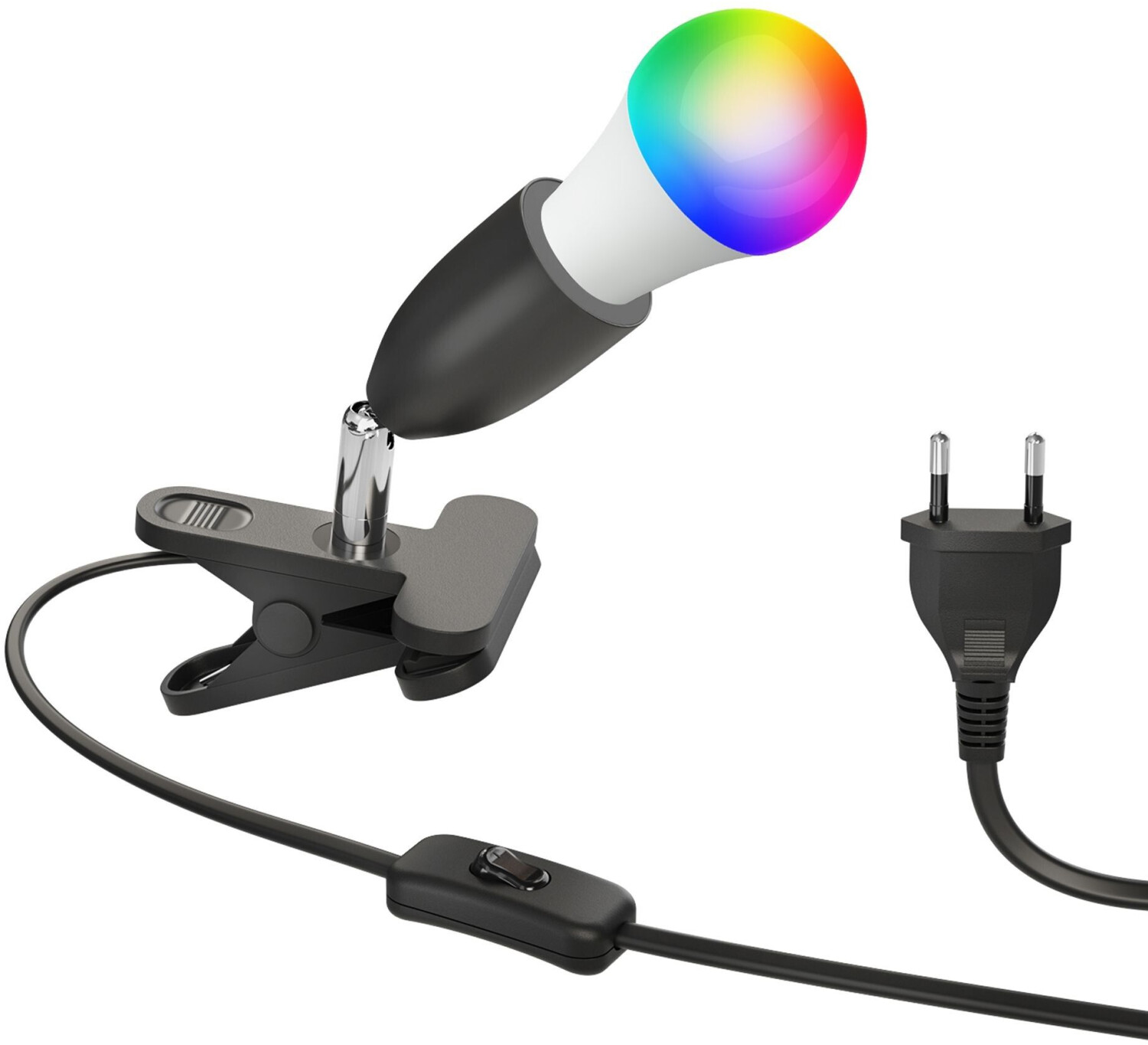 ledscom.de E27 clamp light LIK, black incl. Smart Home RGBW LED lamp, 8.89W, 892lm