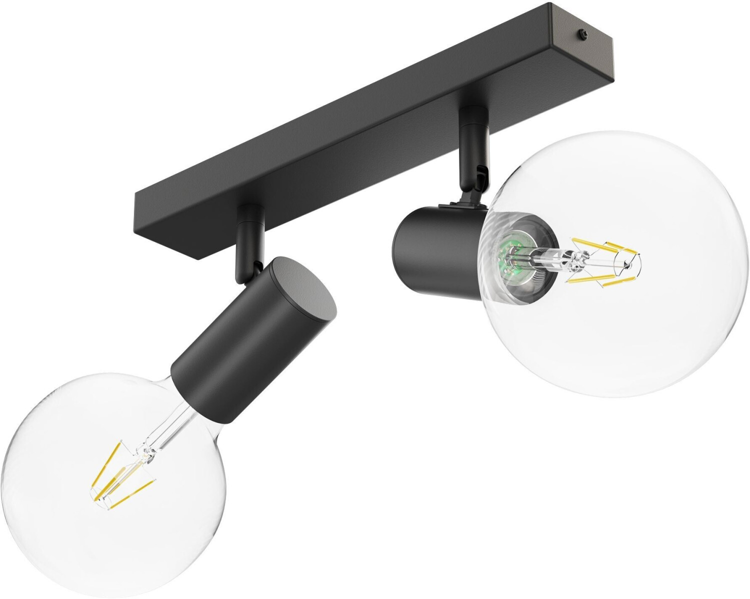 ledscom.de E27 vintage ceiling light FARE, retro, black, swiveling, 2-bulb, incl. lamps, 838lm each, warm white