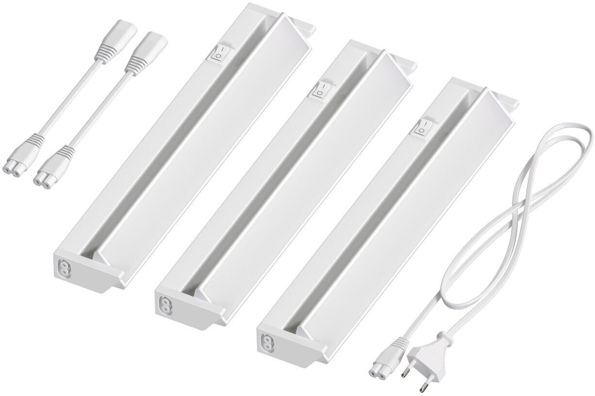 ledscom.de LED under-cabinet light LIWO 35cm, pivotable, 538lm each, white set of 3