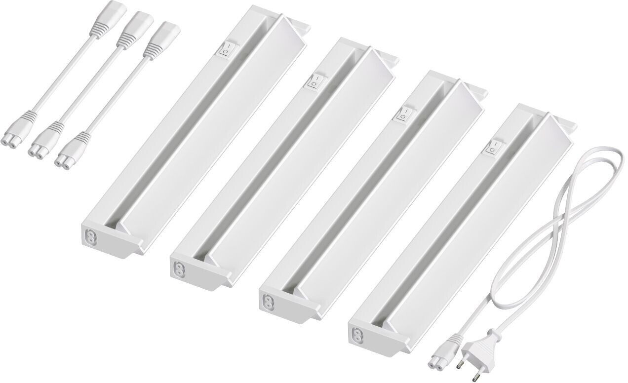 ledscom.de LED under-cabinet light LIWO 35cm, swiveling, 538lm each, white, set of 4