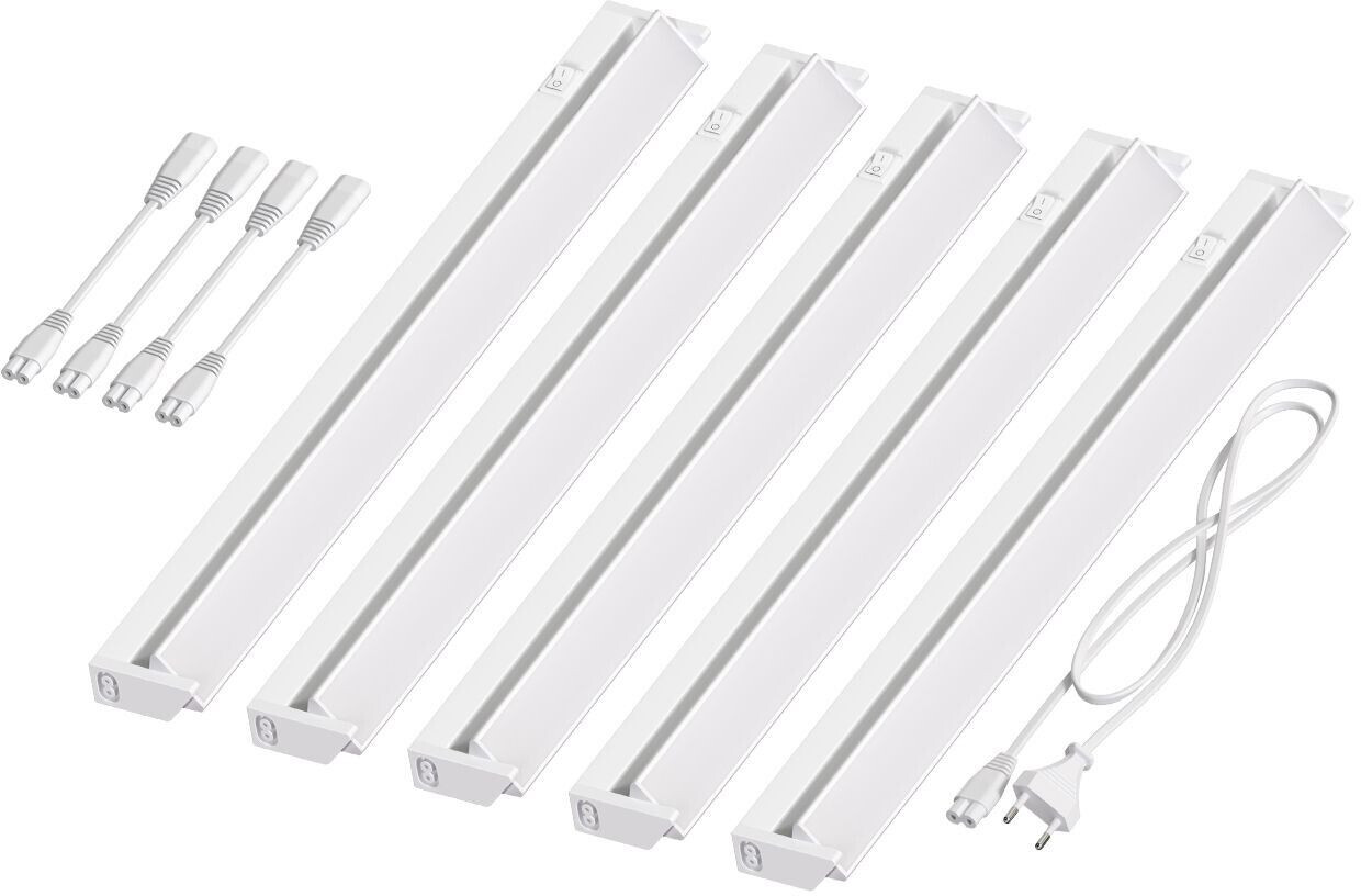 ledscom.de LED under cabinet light LIWO 58cm, swiveling, 1080lm each, white, set of 5