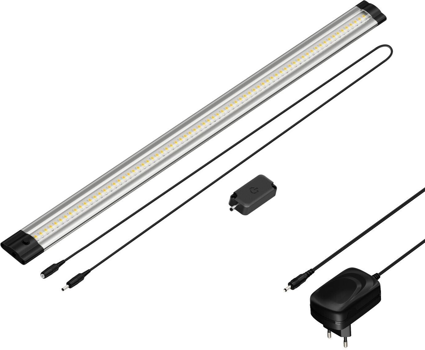 ledscom.de LED under-cabinet light Siris with power supply, touch dimmer, flat, 50cm, 655lm, white