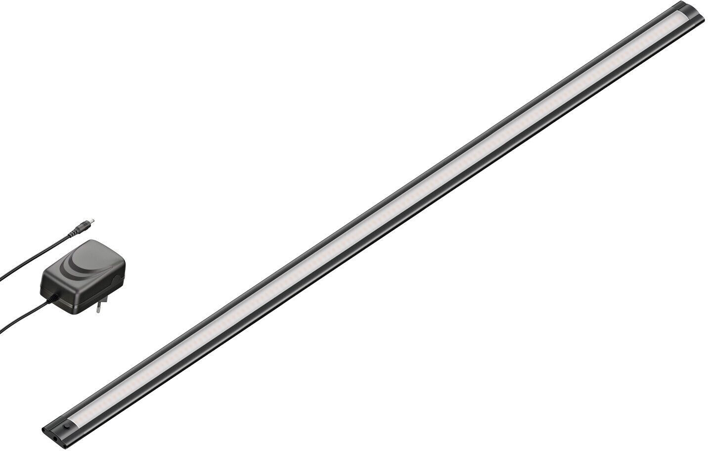 ledscom.de LED under-cabinet light SIRIS, matt black with power supply, flat, 90cm, 1044lm, white