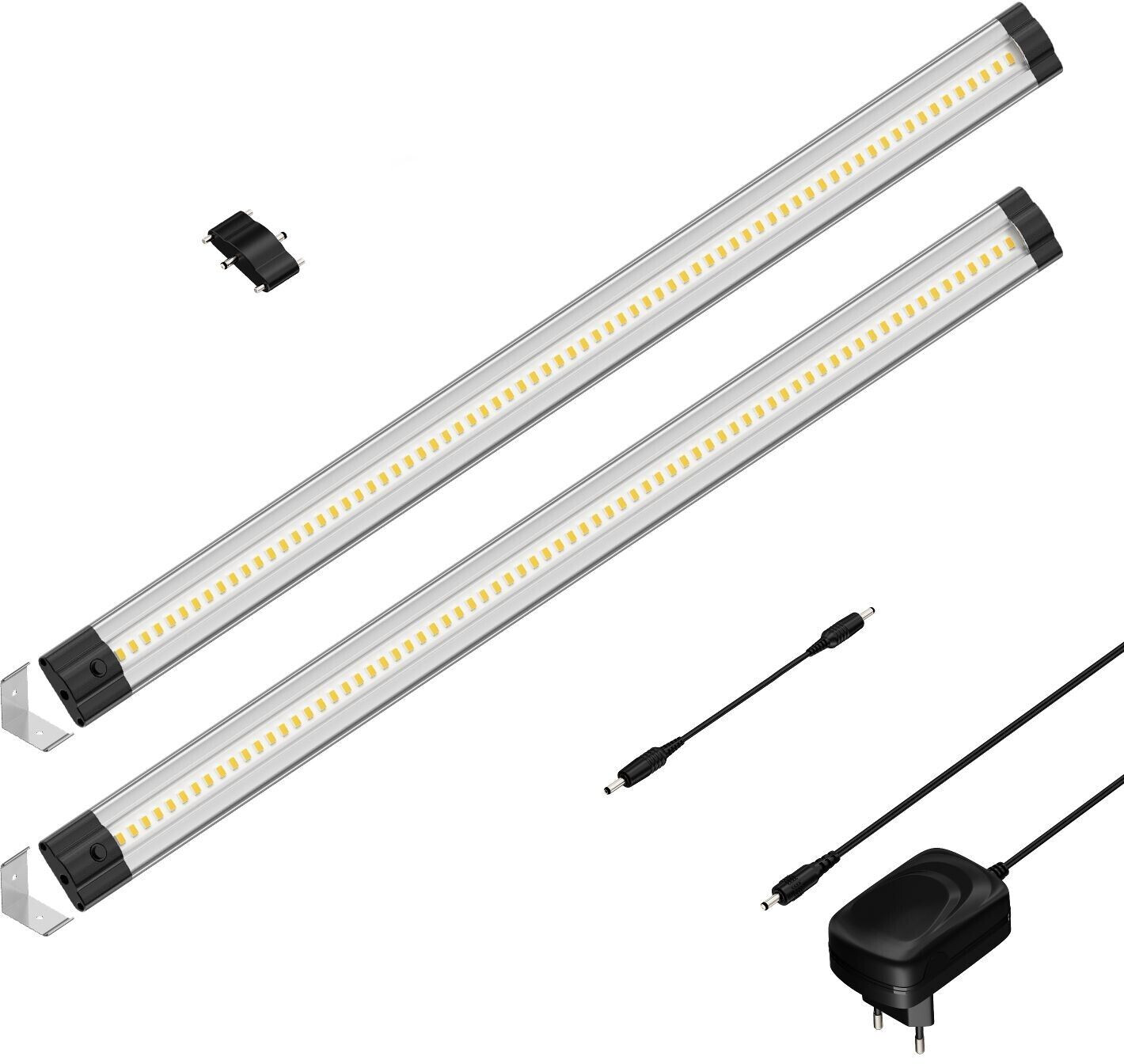 ledscom.de LED under-cabinet light SIRIS, corner mounting, flat, 50cm each, 531lm each, warm white, set of 2