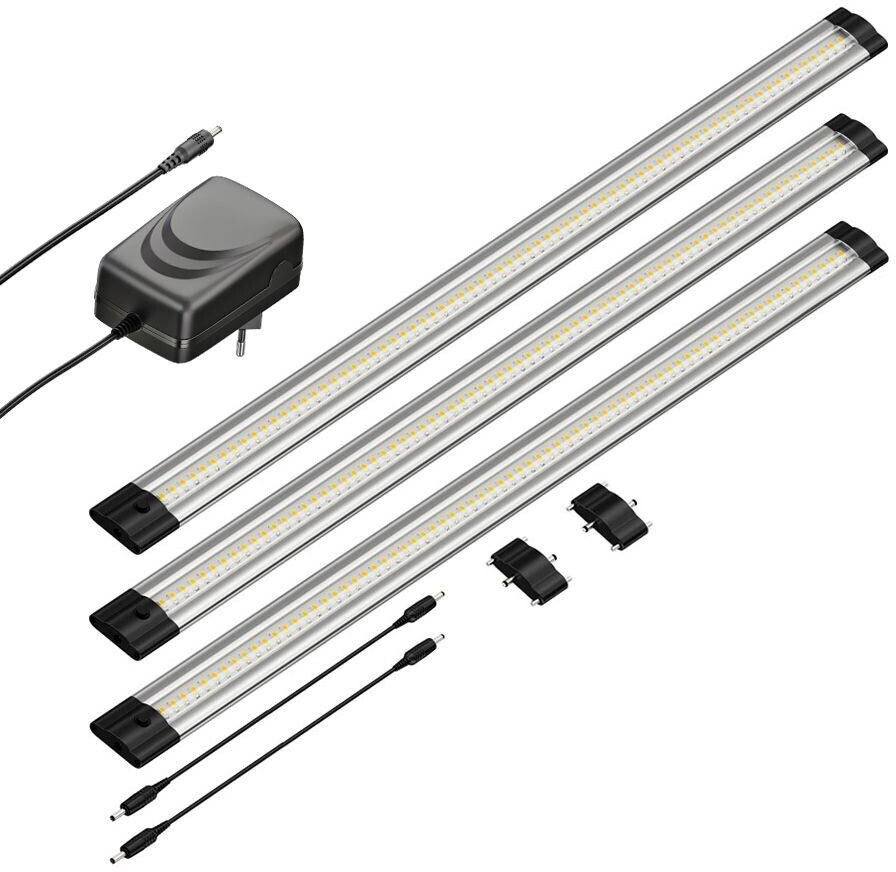 ledscom.de LED under-cabinet light SIRIS, flat, 50cm each, 655lm each, white, set of 3