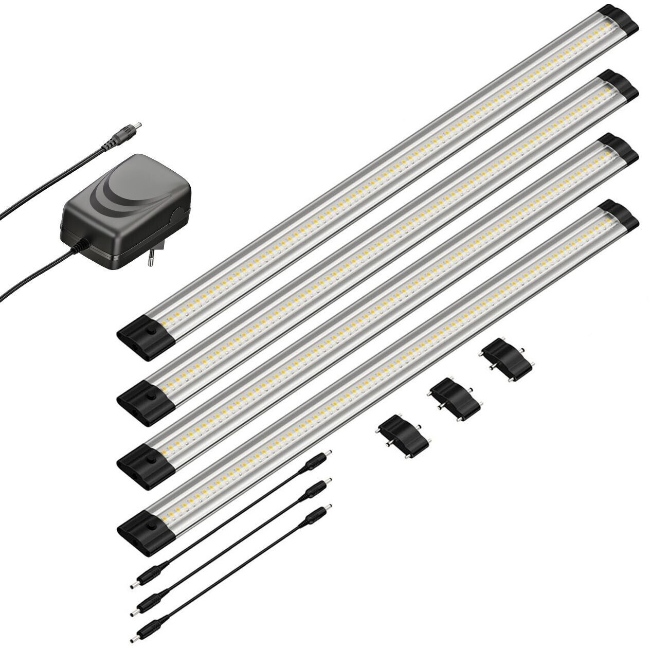 ledscom.de LED under-cabinet light SIRIS, flat, 50cm each, 655lm each, white, set of 4